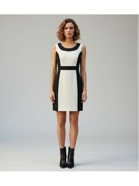 Seduzione Italian Mini Dress Size L Black White Colorblock NWT